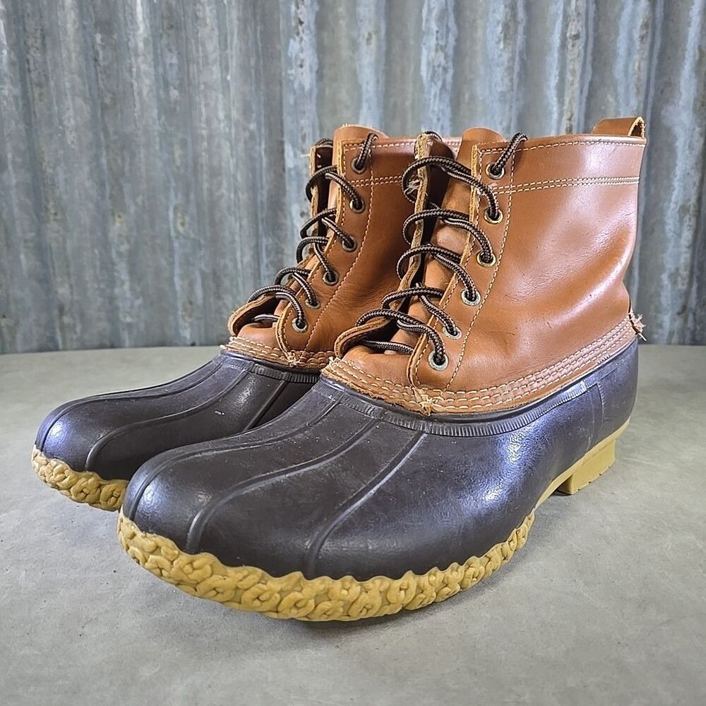 L.L. Bean Men’s Size 14 W Unlined 8” Brown Leather Duck Boots Lace Up Classic